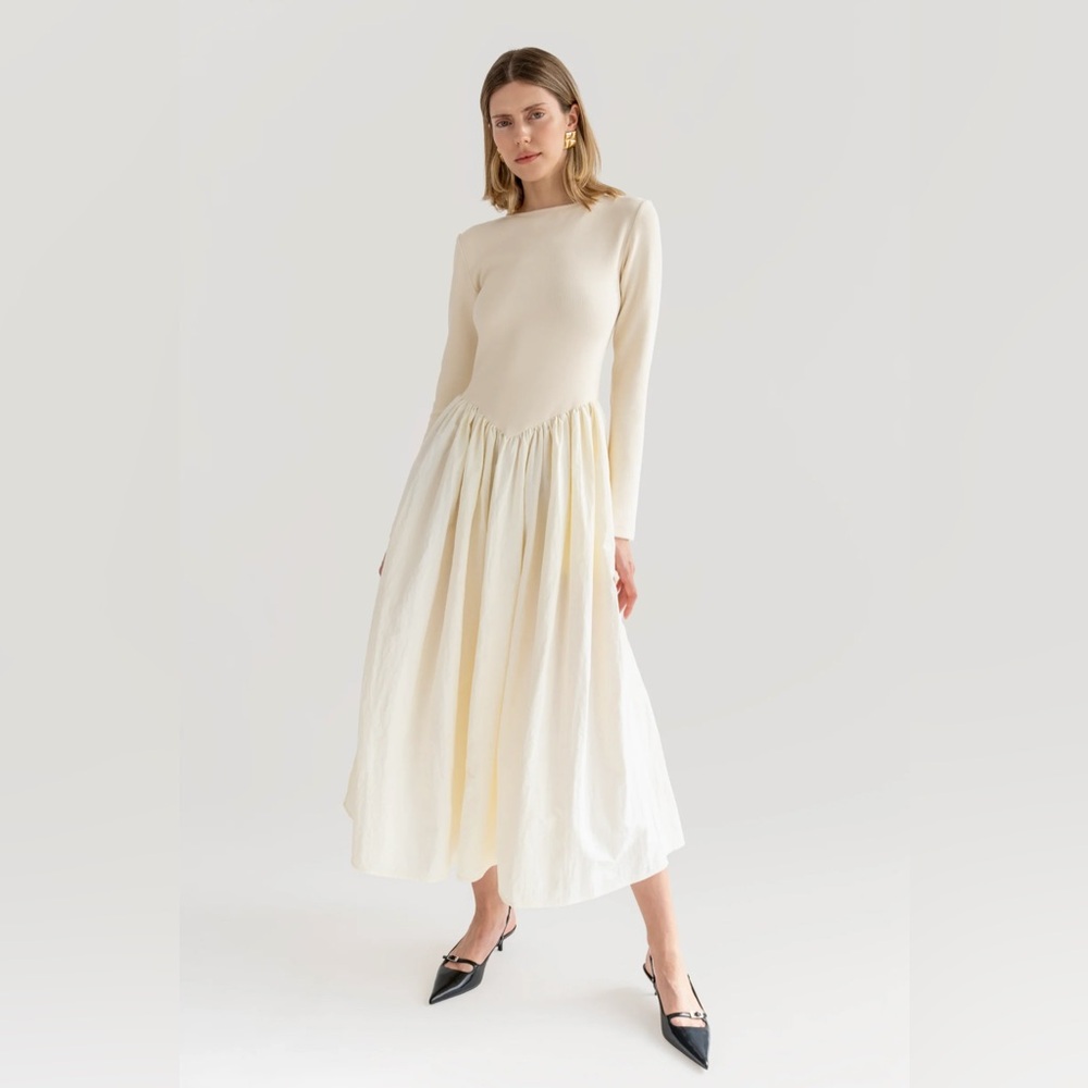 The BEKK Basque Waist Maxi Dress